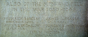 Photograph of World War 2 names on Killearn War Memoprial